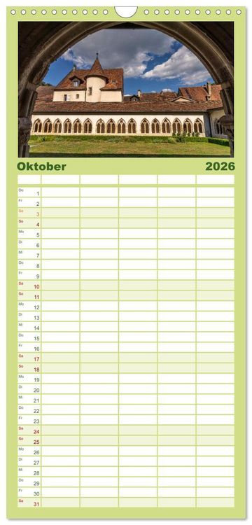 Produktbild: Familienplaner 2026 - Schweiz - Saint-Ursanne mit 5 Spalten (Wandkalender, 21 x 45 cm) CALVENDO