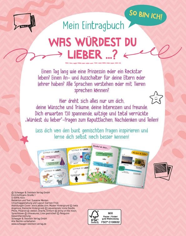 Produktbild: So bin ich! Mein Eintragbuch. 150 Fragen: Was w&uuml;rde ich lieber