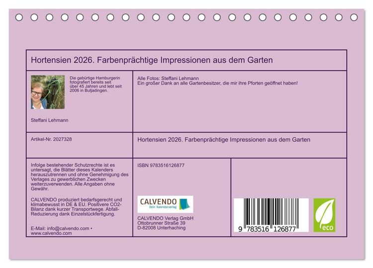 Produktbild: Hortensien 2026. Farbenpr&auml;chtige Impressionen aus dem Garten (Tischkalender 2026 DIN A5 quer), CALVENDO Monatskalender