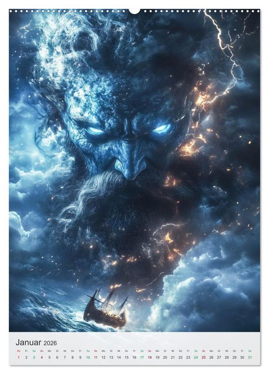 Produktbild: Nordische Mythologie (hochwertiger Premium Wandkalender 2026 DIN A2 hoch), Kunstdruck in Hochglanz