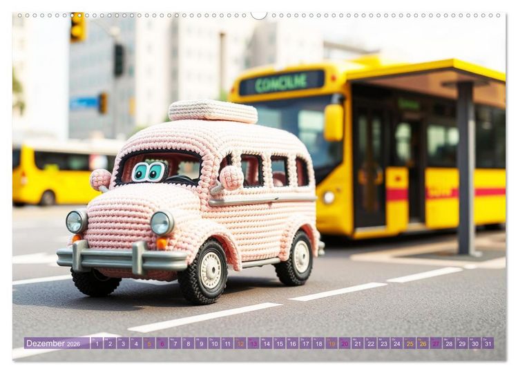 Produktbild: Amigurumi Fahrzeugtr&auml;ume - H&auml;kelstyle in Pastellt&ouml;nen (Wandkalender 2026 DIN A2 quer), CALVENDO Monatskalender