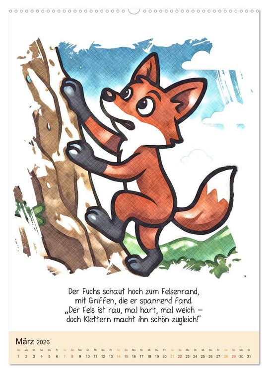 Produktbild: Tierisch hoch hinaus: Von A bis Z durchs Kletterabenteuer! - Der Kalender zum Kinderbuch (Wandkalender 2026 DIN A2 hoch), CALVENDO Monatskalender