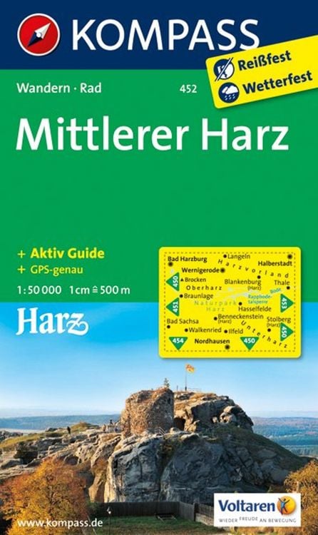 Produktbild: KOMPASS Wanderkarte 452 Mittlerer Harz 1:50.000