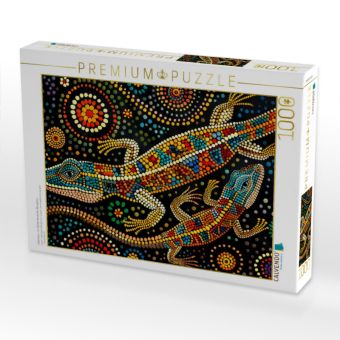 Produktbild: CALVENDO Puzzle Eidechsen - Im Stil der Kunst der Aborigines | 1000 Teile Lege-Gr&ouml;&szlig;e 64x48cm Foto-Puzzle f&uuml;r gl&uuml;ckliche Stunden