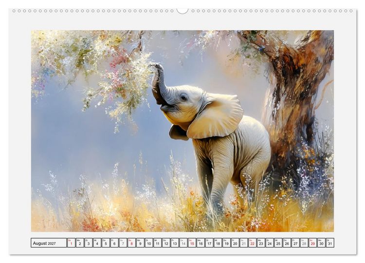 Produktbild: Elefanten. Graue Riesenbabys im Grasland (Wandkalender 2027 DIN A2 quer), CALVENDO Monatskalender