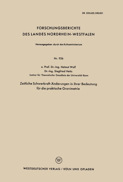 Produktbild: Zeitliche Schwerkraft-&Auml;nderungen in ihrer Bedeutung f&uuml;r die praktische Gravimetrie