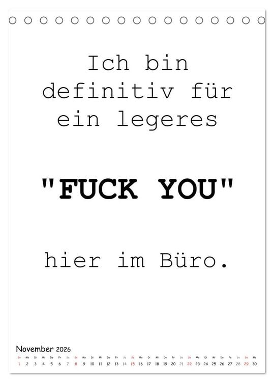 Produktbild: Typo-Kalender f&uuml;r das B&uuml;ro. Gemeine und lustige Spr&uuml;che (Tischkalender 2026 DIN A5 hoch), CALVENDO Monatskalender