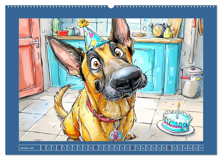 Produktbild: Malinois Fun. Lustige Cartoons vom Diensthund des Jahres! (Wandkalender 2026 DIN A2 quer), CALVENDO Monatskalender