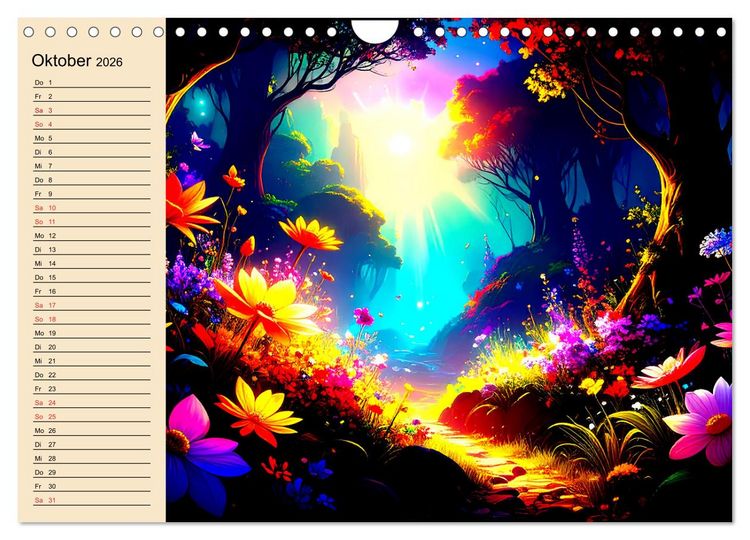 Produktbild: Manga-Landschaften: Ein visueller Ausflug durch Fantasiewelten (Wandkalender 2026 DIN A4 quer), CALVENDO Monatskalender