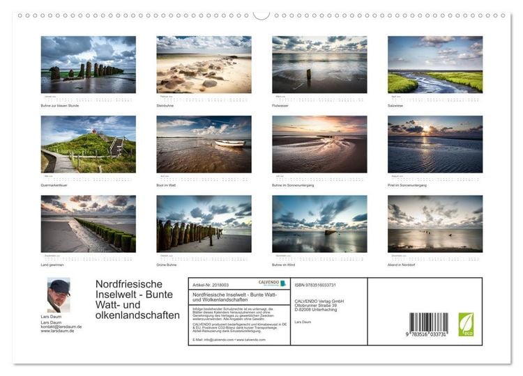 Produktbild: Nordfriesische Inselwelt - Bunte Watt- und Wolkenlandschaften (hochwertiger Premium Wandkalender 2026 DIN A2 quer), Kunstdruck in Hochglanz