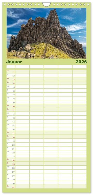 Produktbild: Familienplaner 2026 - Raue Sch&ouml;nheit - Isle of Skye mit 5 Spalten (Wandkalender, 21 x 45 cm) CALVENDO
