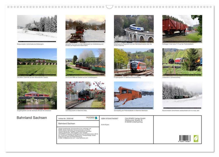Produktbild: Bahnland Sachsen (Wandkalender 2026 DIN A2 quer), CALVENDO Monatskalender