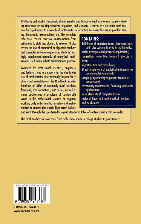 Produktbild: Handbook of Mathematics and Computational Science