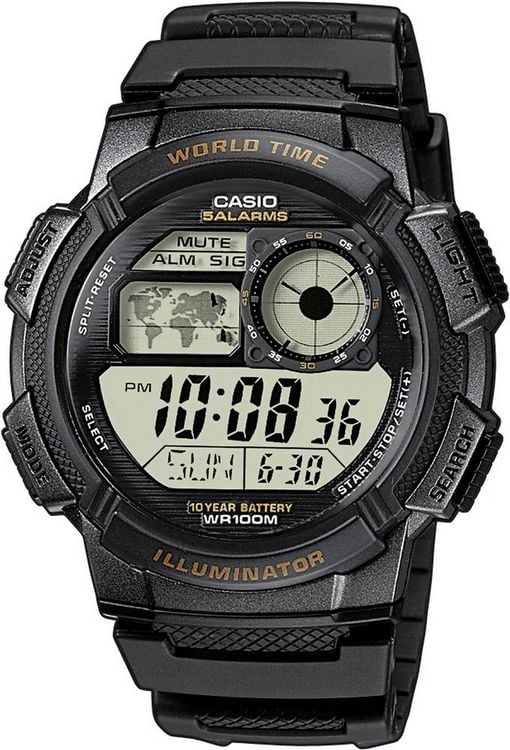 Produktbild: Casio Quarz Armbanduhr AE-1000W-1AVEF (L x B x H) 48.1 x 43.7 x 13.7 mm Schwarz Geh&auml;usematerial=Harz Material (Armband)=Harz