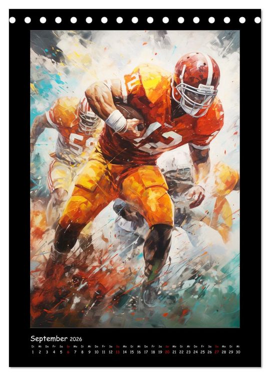 Produktbild: American Football. Paintings (Tischkalender 2026 DIN A5 hoch), CALVENDO Monatskalender