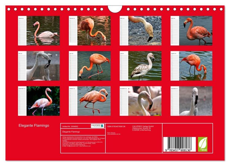 Produktbild: Elegante Flamingo (Wandkalender 2026 DIN A4 quer), CALVENDO Monatskalender