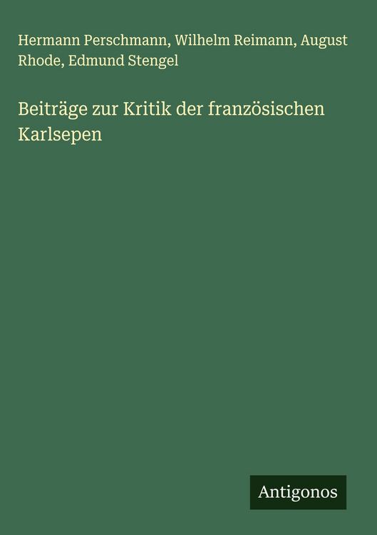 Produktbild: Beitr&auml;ge zur Kritik der franz&ouml;sischen Karlsepen