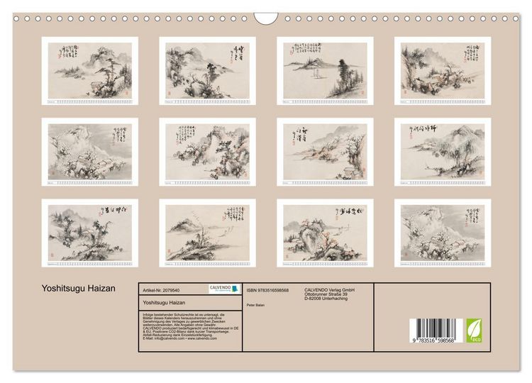 Produktbild: Yoshitsugu Haizan (Wandkalender 2026 DIN A3 quer), CALVENDO Monatskalender