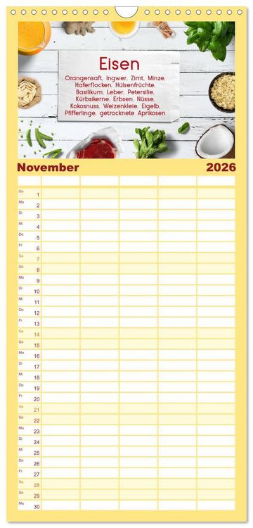 Produktbild: Familienplaner 2026 - Vitalstoffe - fit essen mit 5 Spalten (Wandkalender, 21 x 45 cm) CALVENDO