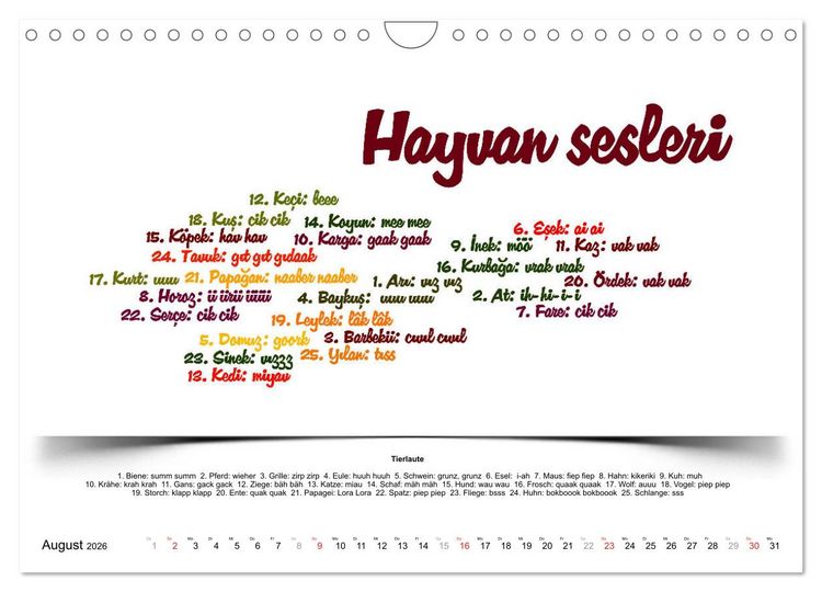 Produktbild: Kultur-Sprachkalender T&uuml;rkisch-Deutsch (Wandkalender 2026 DIN A4 quer), CALVENDO Monatskalender