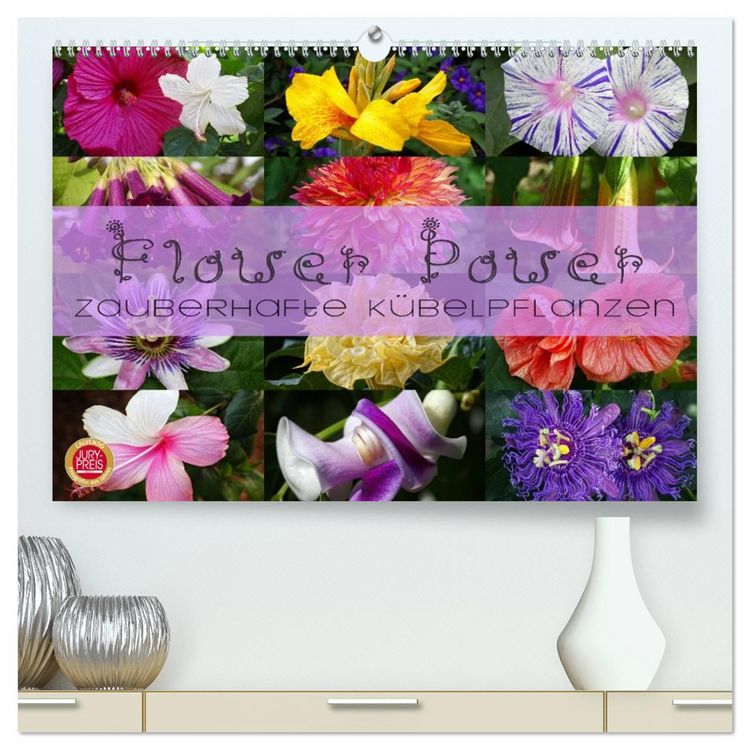 Produktbild: Flower Power - Zauberhafte K&uuml;belpflanzen (hochwertiger Premium Wandkalender 2026 DIN A2 quer), Kunstdruck in Hochglanz
