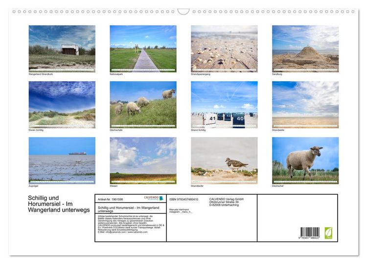 Produktbild: Schillig und Horumersiel - Im Wangerland unterwegs (Wandkalender 2026 DIN A2 quer), CALVENDO Monatskalender