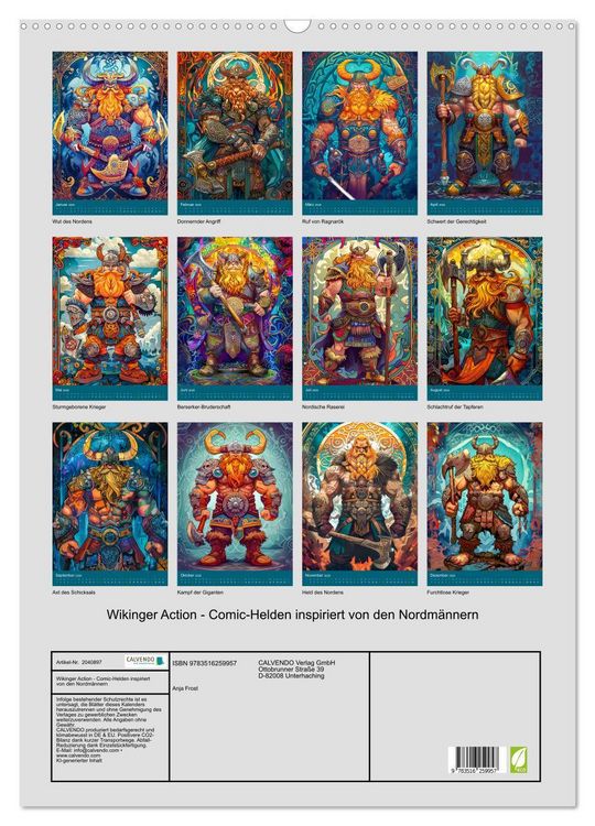 Produktbild: Wikinger Action - Comic-Helden inspiriert von den Nordm&auml;nnern (Wandkalender 2026 DIN A2 hoch), CALVENDO Monatskalender