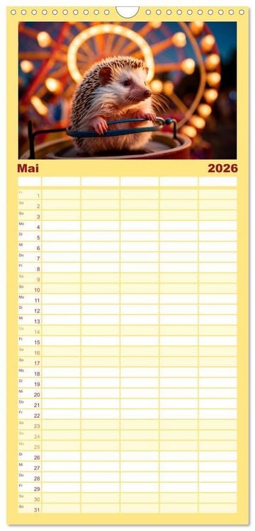 Produktbild: Familienplaner 2026 - Stachelstars mit 5 Spalten (Wandkalender, 21 x 45 cm) CALVENDO