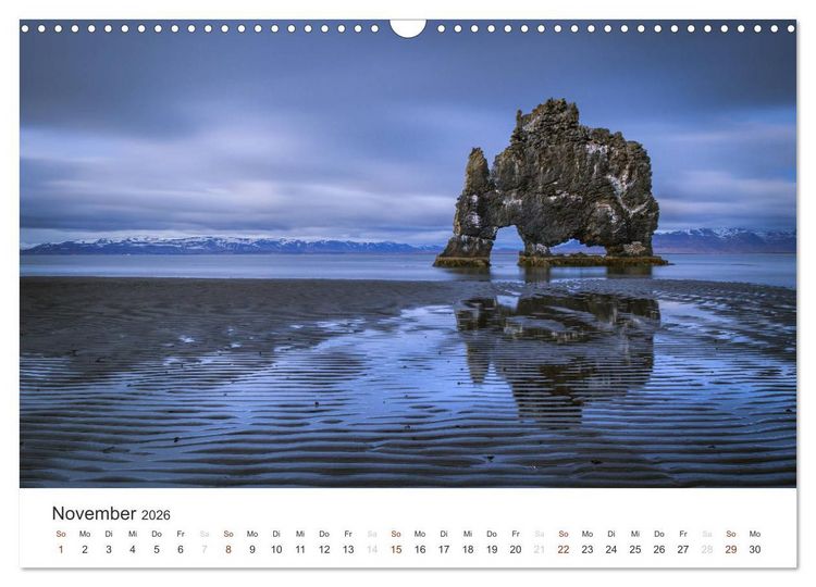 Produktbild: ISLAND 63&deg; - 66&deg; N / 13&deg; - 25&deg; W (Wandkalender 2026 DIN A3 quer), CALVENDO Monatskalender