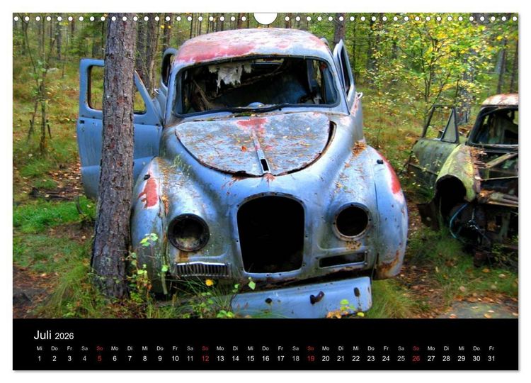 Produktbild: Schrottautos im Kyrk&ouml; Mosse (Wandkalender 2026 DIN A3 quer), CALVENDO Monatskalender