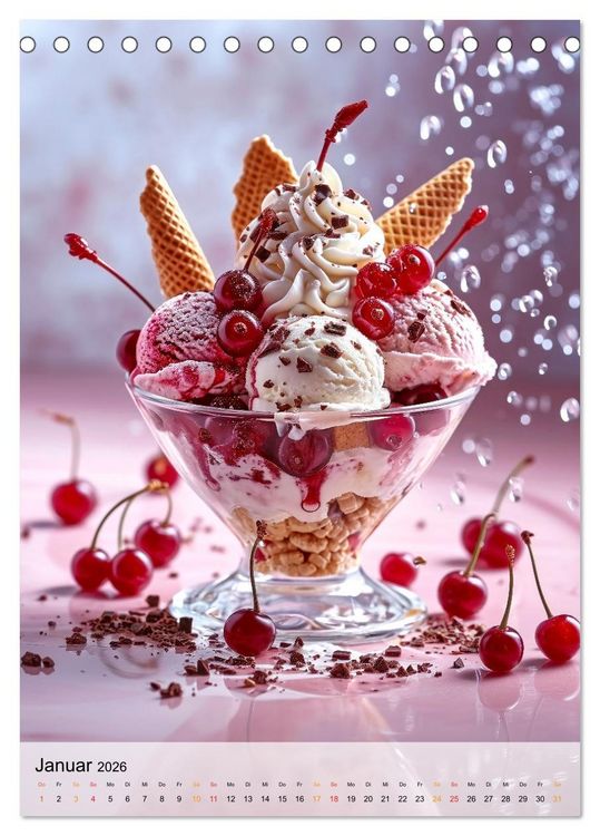 Produktbild: Eis - Raffinessen f&uuml;r Gourmets (Tischkalender 2026 DIN A5 hoch), CALVENDO Monatskalender