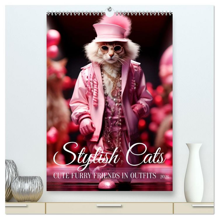 Produktbild: Stylish cats (High Quality Premium Wall Calendar 2026 DIN A2 portrait),CALVENDO 12 Month Wall Calendar