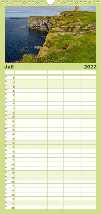 Produktbild: Familienplaner Die Orkneys - Schottlands n&ouml;rdliche Inseln (Wandkalender 2022 , 21 cm x 45 cm, hoch)