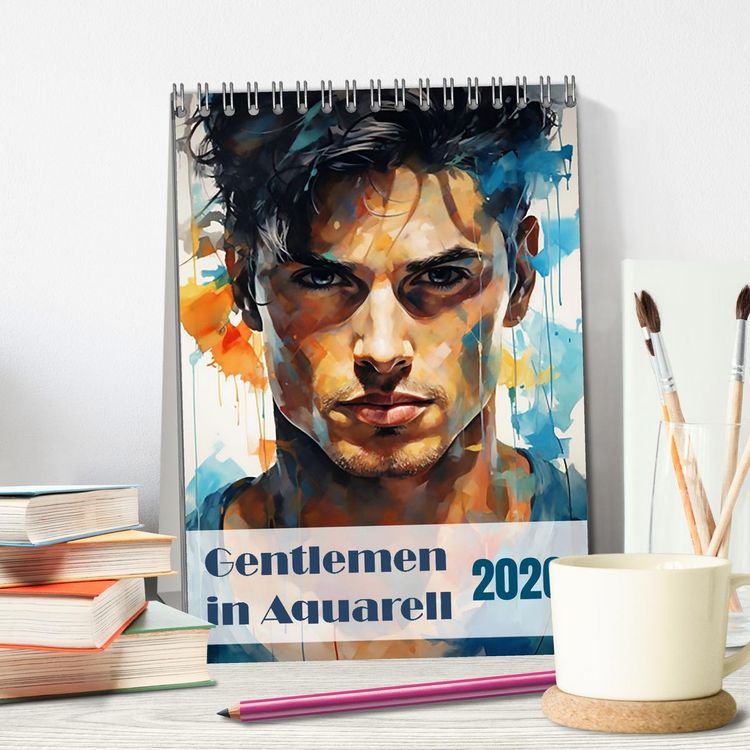 Produktbild: Gentlemen in Aquarell (Tischkalender 2026 DIN A5 hoch), CALVENDO Monatskalender