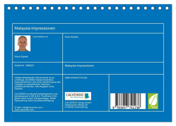 Produktbild: Malaysia-Impressionen (Tischkalender 2026 DIN A5 quer), CALVENDO Monatskalender