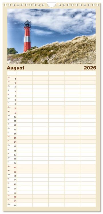Produktbild: Familienplaner 2026 - Sylt mit 5 Spalten (Wandkalender, 21 x 45 cm) CALVENDO