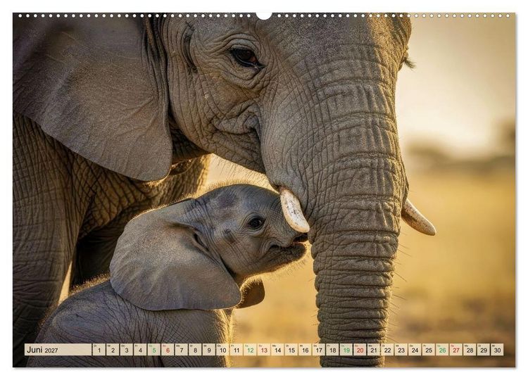 Produktbild: Gro&szlig;e und kleine Elefanten (hochwertiger Premium Wandkalender 2027 DIN A2 quer), Kunstdruck in Hochglanz