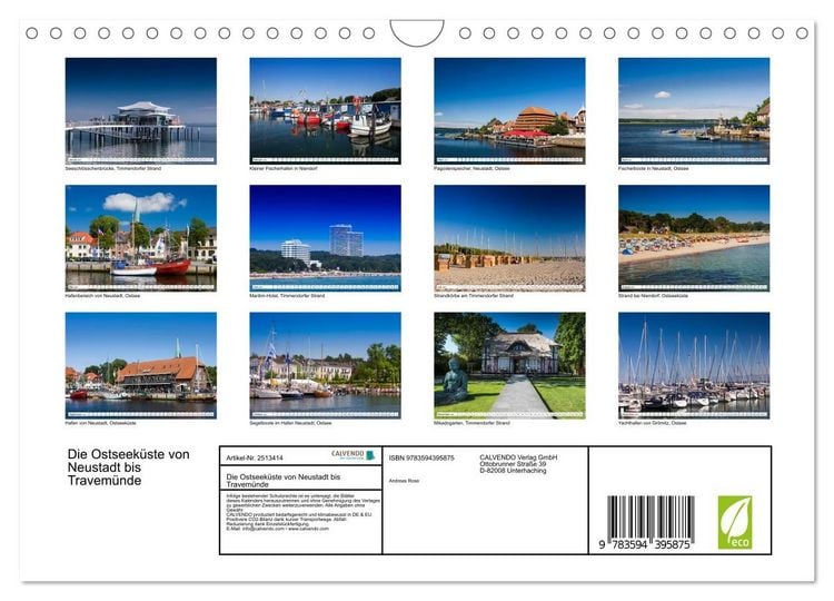Produktbild: Die Ostseek&uuml;ste von Neustadt bis Travem&uuml;nde (Wandkalender 2027 DIN A4 quer), CALVENDO Monatskalender