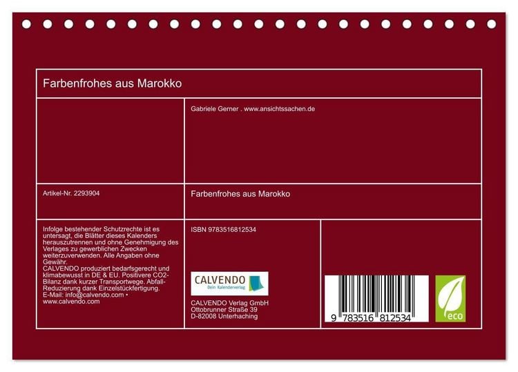Produktbild: Farbenfrohes aus Marokko (Tischkalender 2027 DIN A5 quer), CALVENDO Monatskalender