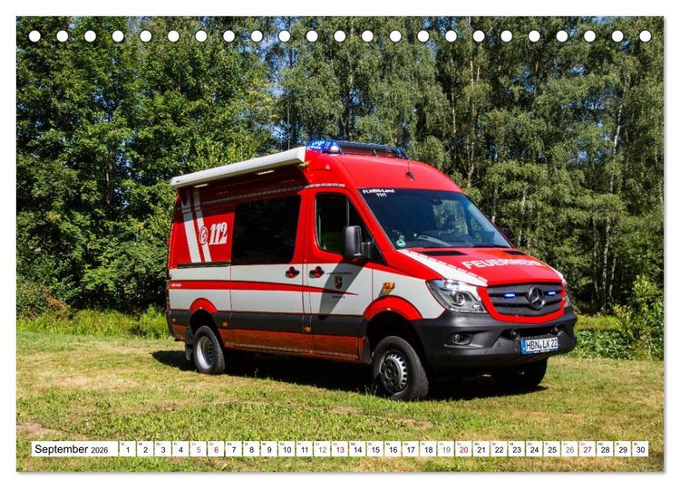 Produktbild: Feuerwehrfahrzeuge (Tischkalender 2026 DIN A5 quer), CALVENDO Monatskalender