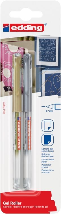 Produktbild: edding 2185 Gelroller METAL, 0,7mm, 2er Set gold/silber