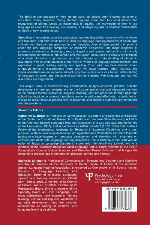 Produktbild: Speaking, Reading, and Writing in Children With Language Learning Disabilities