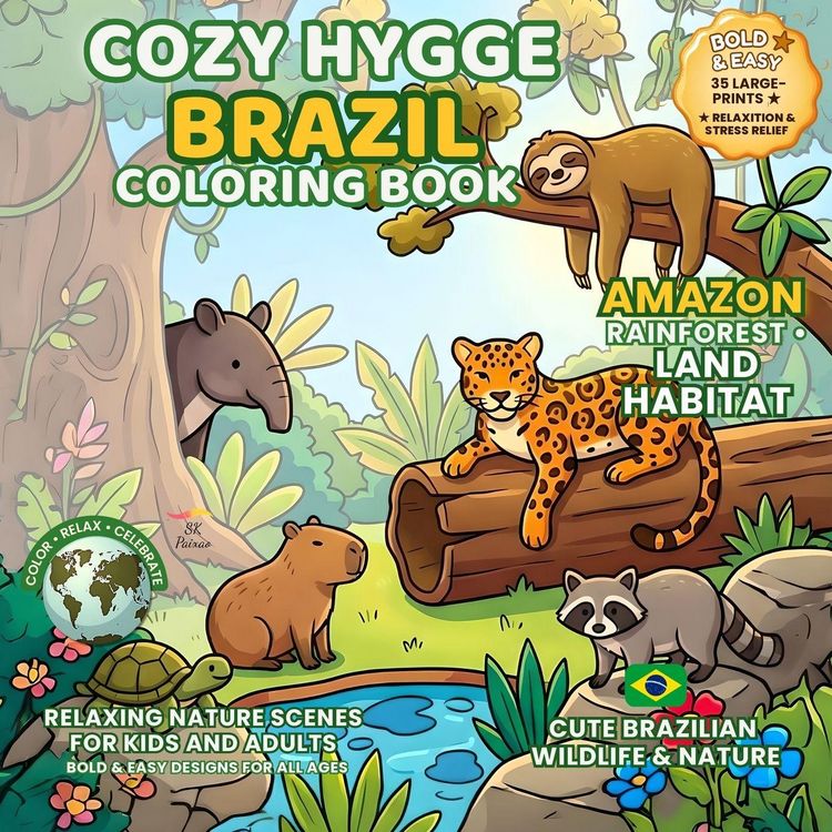 Produktbild: Cozy Hygge Brazil Coloring Book - Amazon Rainforest