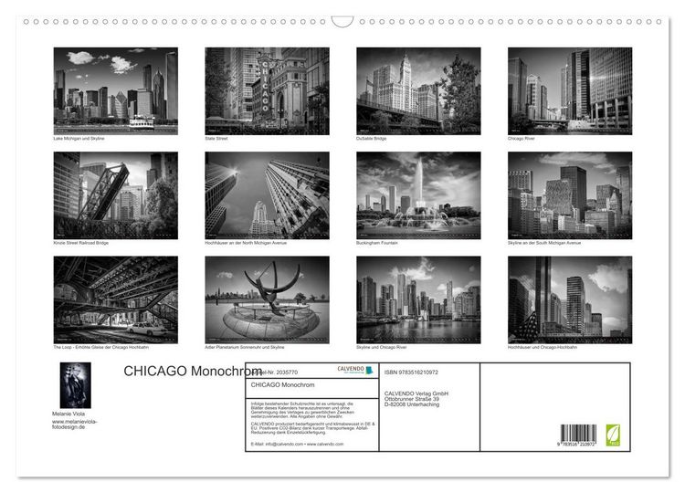 Produktbild: CHICAGO Monochrom (Wandkalender 2026 DIN A2 quer), CALVENDO Monatskalender