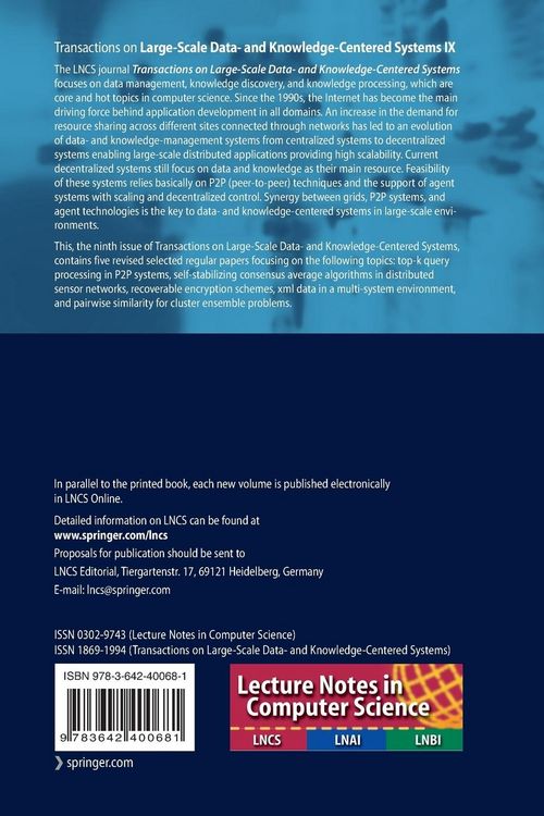 Produktbild: Transactions on Large-Scale Data- and Knowledge-Centered Systems IX