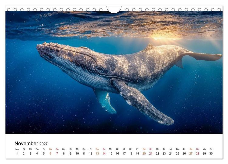Produktbild: Wale - ein Jahr voller Meer (Wandkalender 2027 DIN A4 quer), CALVENDO Monatskalender