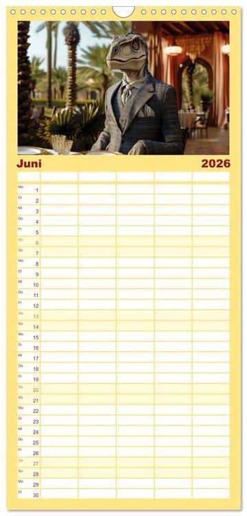 Produktbild: Familienplaner 2026 - Reiche Dinos. Sie leben &ndash; im Luxus. mit 5 Spalten (Wandkalender, 21 x 45 cm) CALVENDO