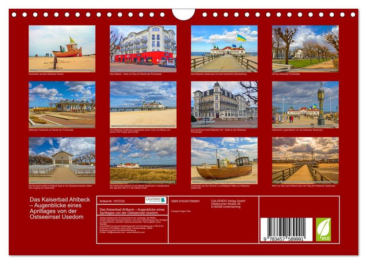 Produktbild: Das Kaiserbad Ahlbeck &ndash; Augenblicke eines Apriltages von der Ostseeinsel Usedom (Wandkalender 2026 DIN A4 quer), CALVENDO Monatskalender