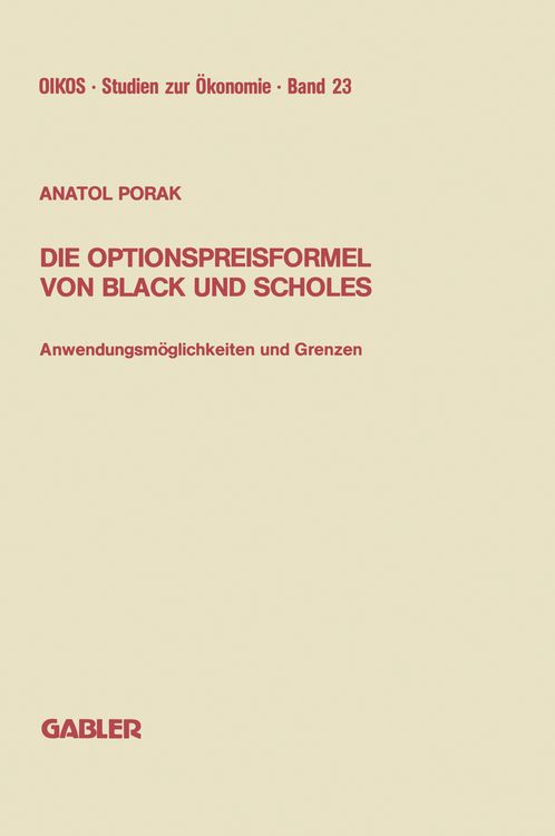 Produktbild: Die Optionspreisformel von Black und Scholes
