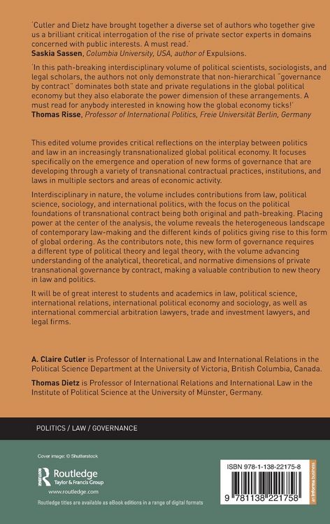 Produktbild: The Politics of Private Transnational Governance by Contract